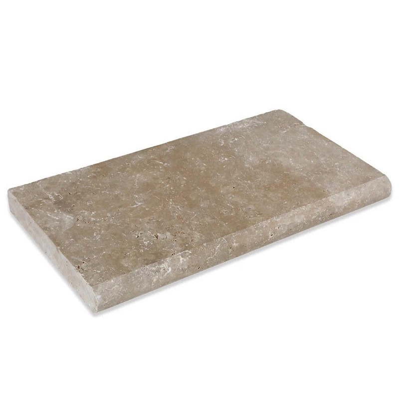 Margelle de piscine Travertin mix 1er choix beige 61/33/3cm bord arrondi