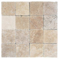 Pavé travertin Mix 1er choix beige 10/10/5 cm